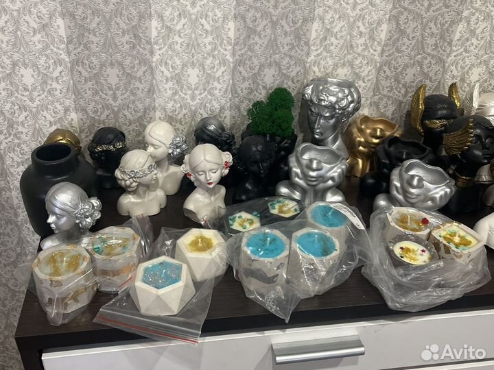 Декор для интерьера из гипса с мхом