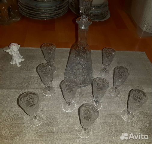 Хрустальный графин с рюмками СССР