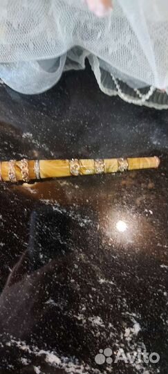 Мундштук с золотом и бриллиантами. Янтарь