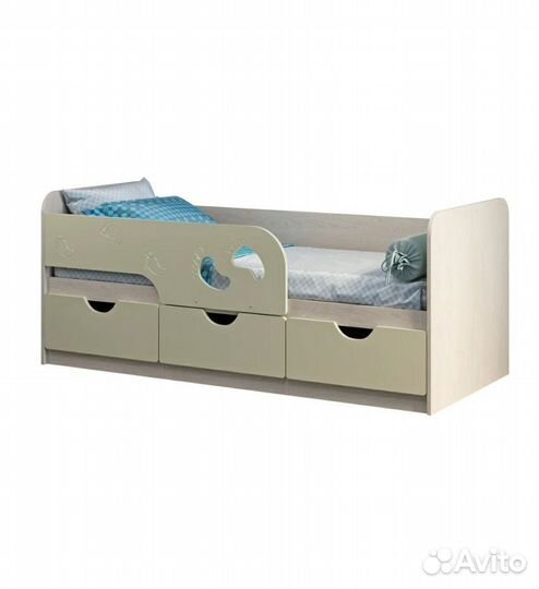 Детская кроватка с бортиками и ящиками 80*186