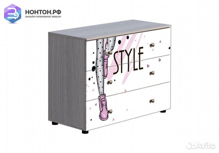 Комод Мийа-3А ясень шимо светлый / белая шагрень