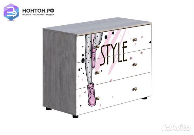 Комод Мийа-3А ясень шимо светлый / белая шагрень