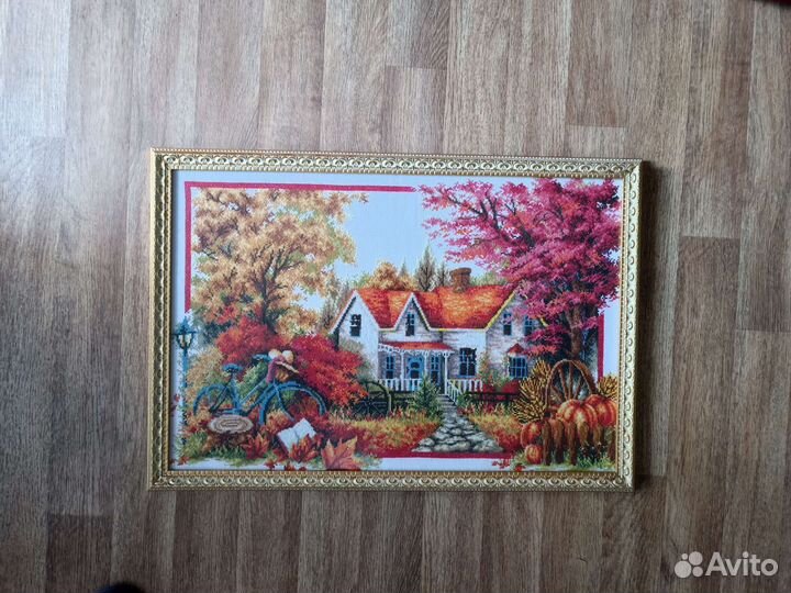 Картина вышитая крестом, ручная работа 55*75