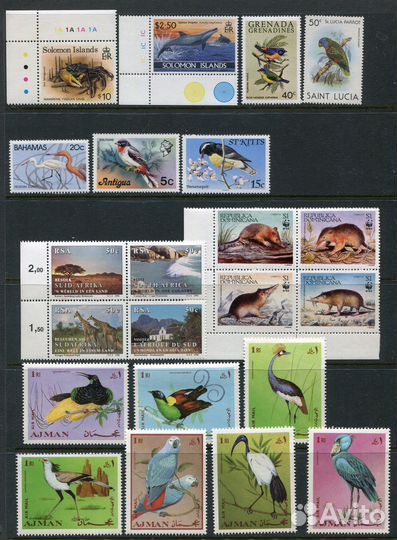 Почтовые марки Фауна лот №5 (в лоте 4 листа )