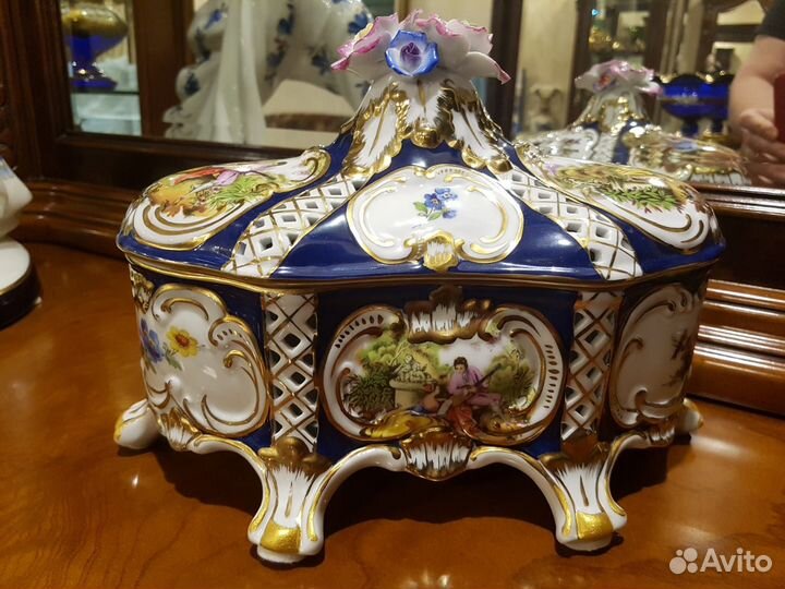 Шкатулка-ларец фарфор Limoges France Большая Антик
