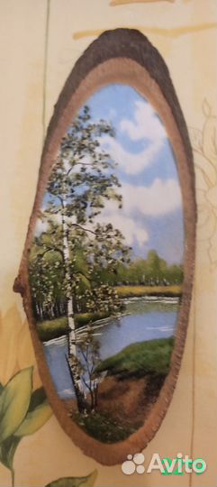 Картина на срезе дерева 4 шт. в наличии