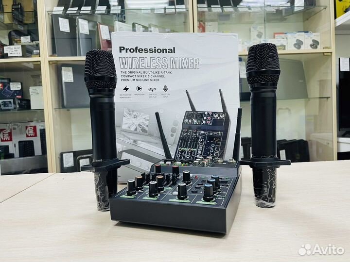 Комплект караоке система микшер с микрофонами
