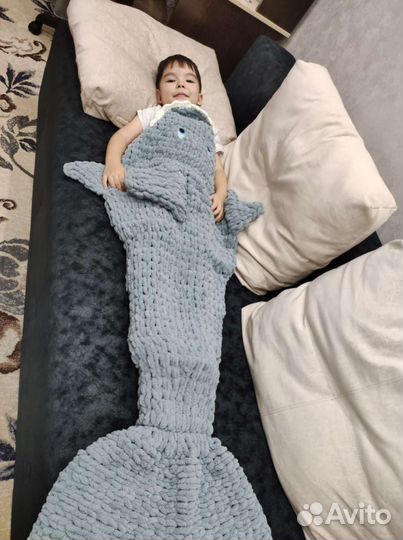 Плед Акула, ручная работа