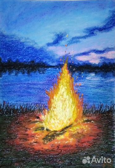 Картины рисунки масляной пастелью на бумаге