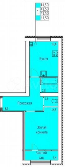 1-к. квартира, 41,5 м², 1/3 эт.