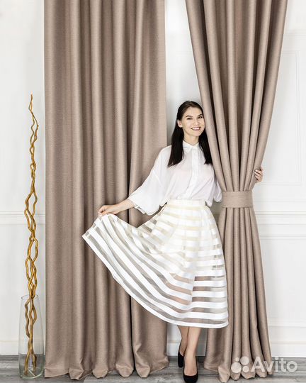 Шторы рогожка Орфей нюд новые на окна пошив