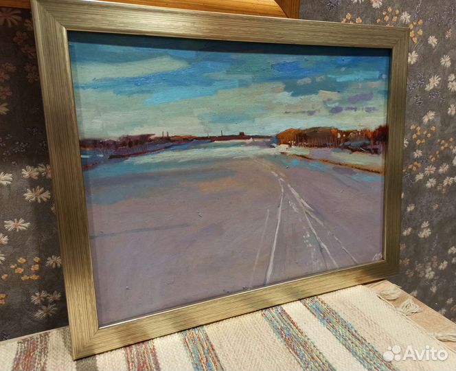 Картина. Зимний пейзаж. Тверь. Вид на Волгу