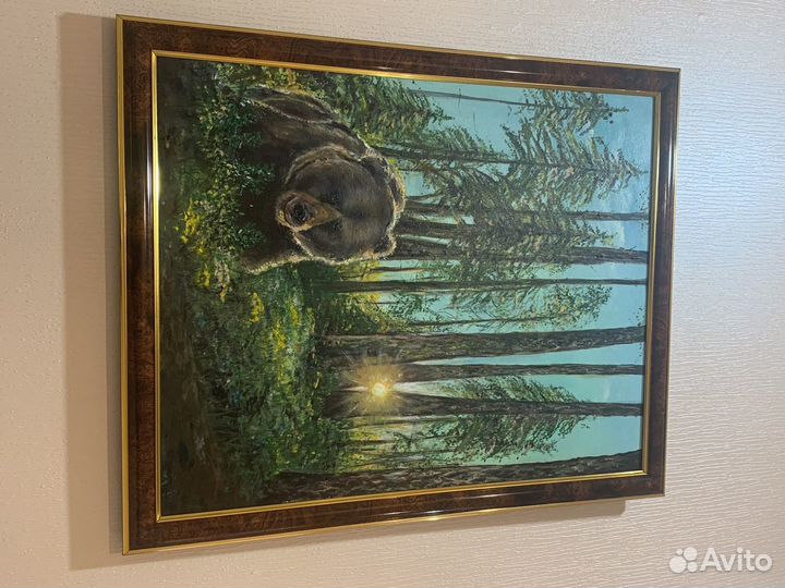 Картина 50х35 в раме лошади ручной труд