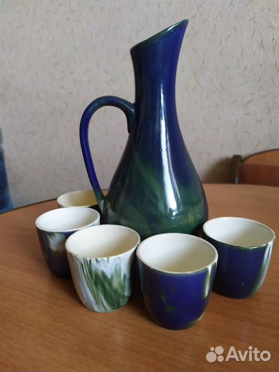 Набор кувшин и 5 рюмок. Керамика