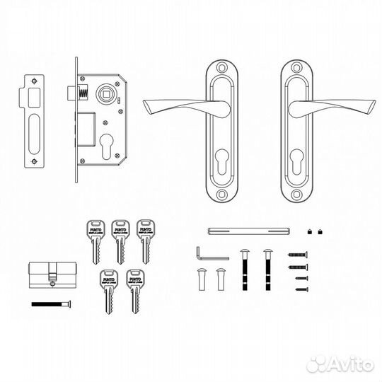 Замок врезной KIT Р15 4061-3 crona SN мат. никель