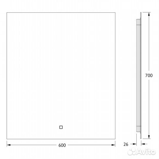 Зеркало фацет LED 60x70 glow defesto DF2506S