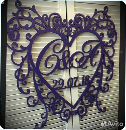 Монограмма на свадьбу из акрила, дерева