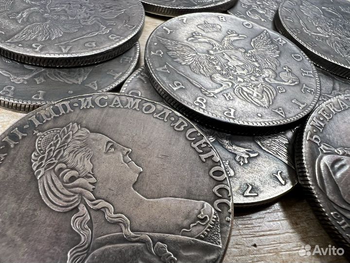 Монета рубль 1780 Екатерина вторая посеребрянная