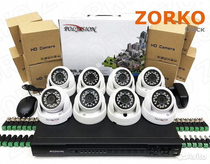 Видеонаблюдение Комплект 8 AHD-камер