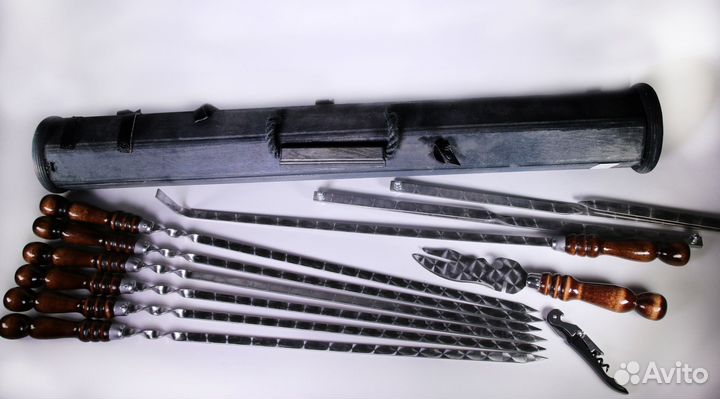 Набор шампуров для шашлыка Походный в тубусе (эбен