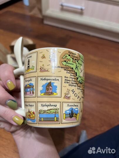 Чашка с ложкой кубанский сувенир