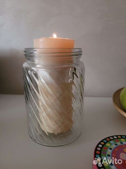 Банка стеклянная с крышкой 1300 мл для декора