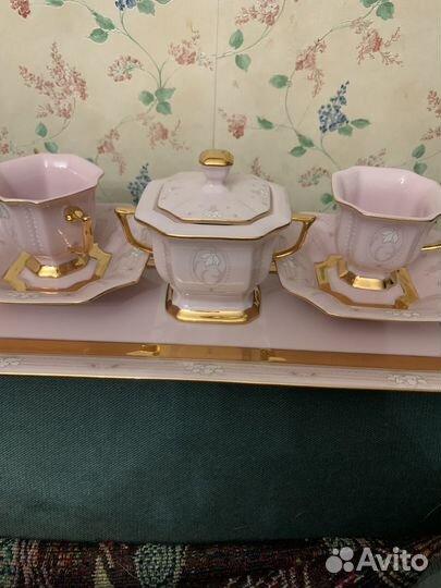 Чайный набор из розового фарфора Чехия