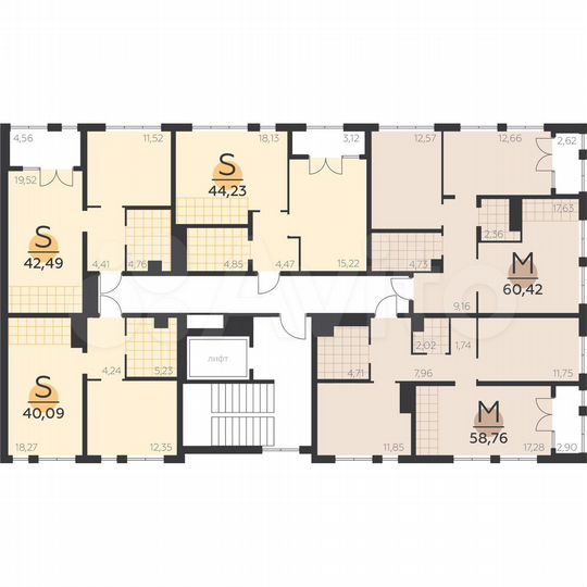 2-к. квартира, 60,4 м², 4/5 эт.