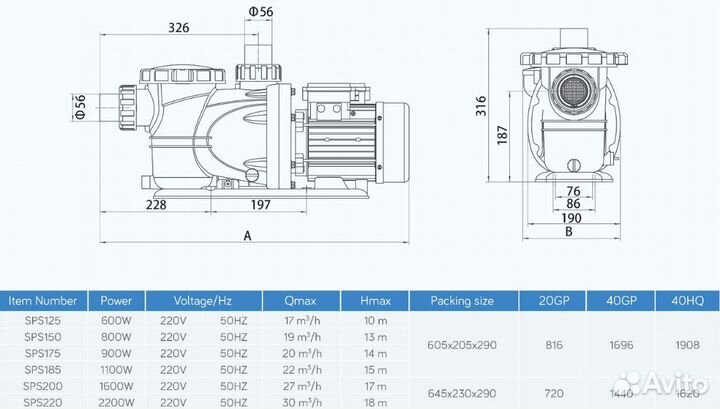 Насос с префильтром для бассейна Poolmagic SPS 125