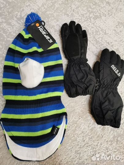 Шапка шлем IcePeak, краги демисезон Nels 5 - 6лет