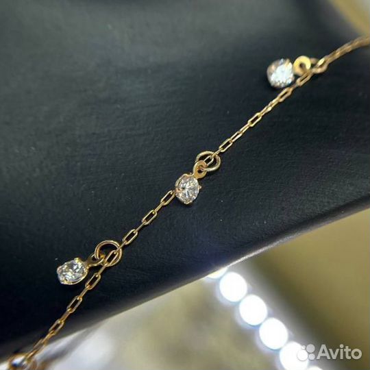 Золотой браслет с камнями 585 пробы золото