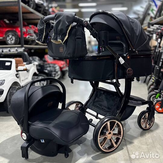 Коляска трансформер 3 в 1, Luxmom 608, экокожа