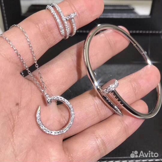 Браслет Cartier гвоздь белое золото с камнями