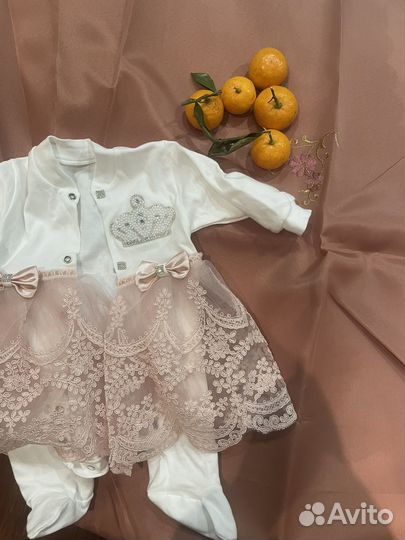 Комплект на выписку боди платье новорожденных