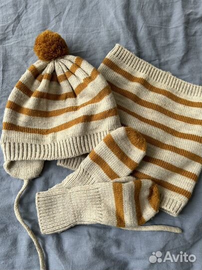 Комплект шапка варежки и снуд
