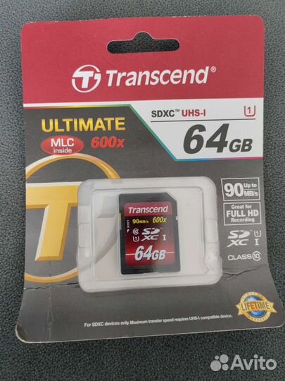Карта памяти Transcend sdxc 64 гб Class 10, UHS-I