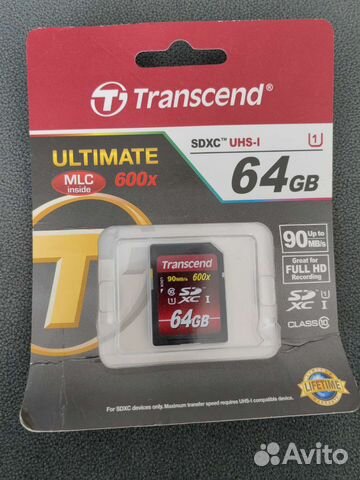 Карта памяти Transcend sdxc 64 гб Class 10, UHS-I
