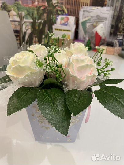 Букет роз из мыла