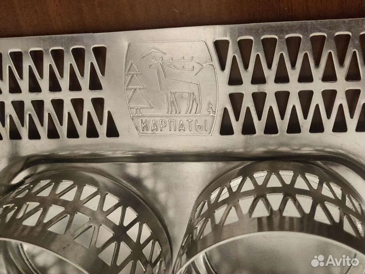 Подстаканники и поднос, нерж, Ивано-Франковск