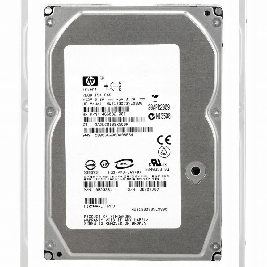 [466032-001] Жесткий Диск Hp 72gb Sas 3,5" Hdd 466032-001