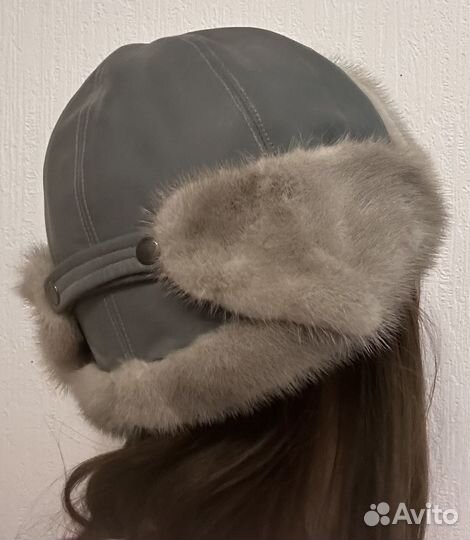 Шапка и сумка кожаные с мехом норки