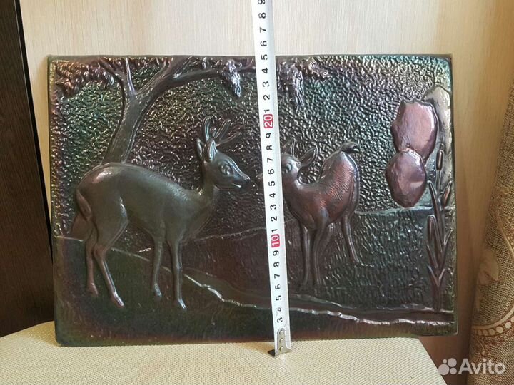 Олени чеканное панно СССР ретро коллекция 1976