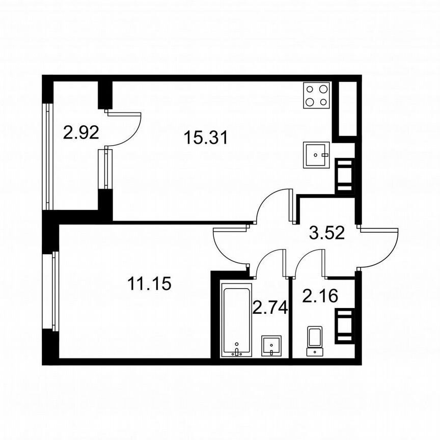 1-к. квартира, 36,3 м², 6/9 эт.