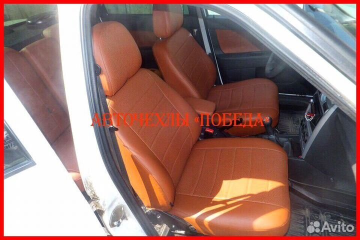 Чехлы LADA Priora из экокожи коричневые Классика