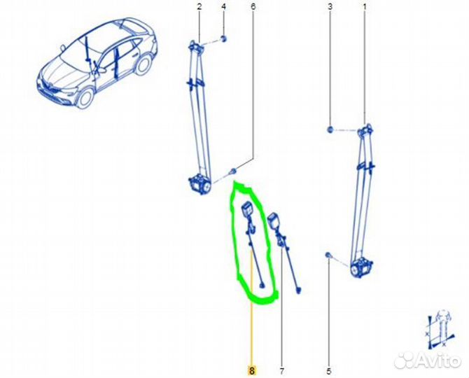 Ответная часть ремня безопасности передняя правая