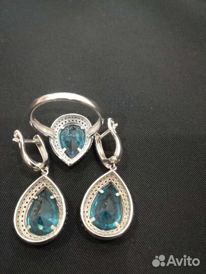 Комплект серьги и кольцо серебро 925 пробы
