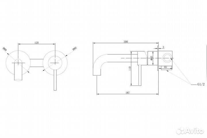 Смеситель для раковины хром скрытый мон