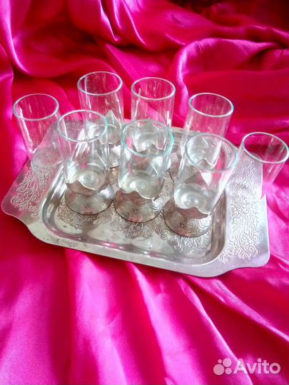 Рюмки в мельхиоровой оправе