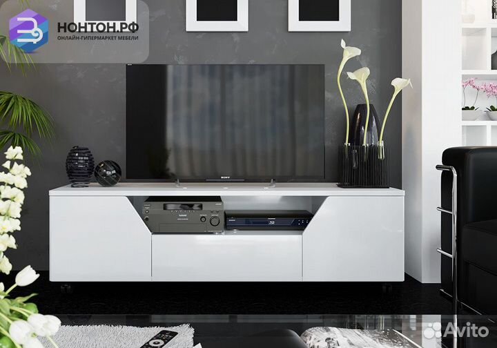 Тумба под тв Diamond 4 белый глянец