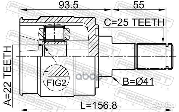 Шрус внутренний 22x41x25 (KIA RIO 2005) febest
